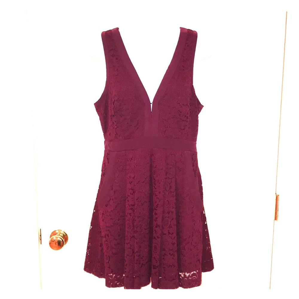 Free People lace v neck mini dress